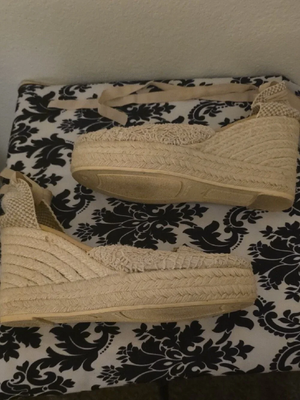 Manebi Women's Yukatan (Natural) Cotton Crochet Wedge Espadrilles US Size 11